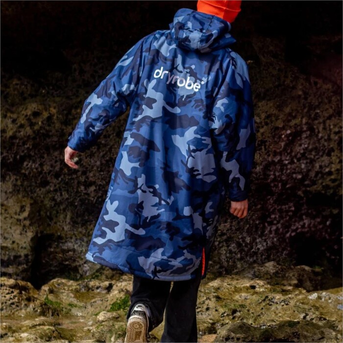 2024 Dryrobe Advance Langrmliges Wickelkleid Robe V3 DALSV3 - Blue Camo / Orange